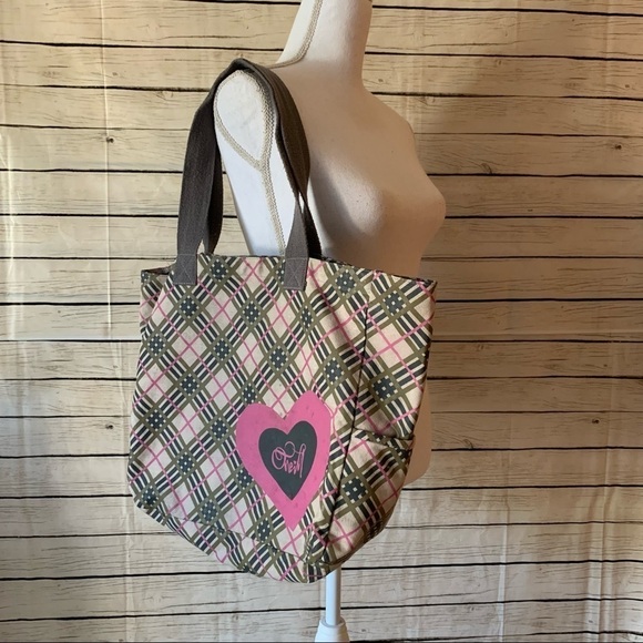O’NEILL Pink And Gray Plaid Travel/Beach Tote - Picture 6 of 6